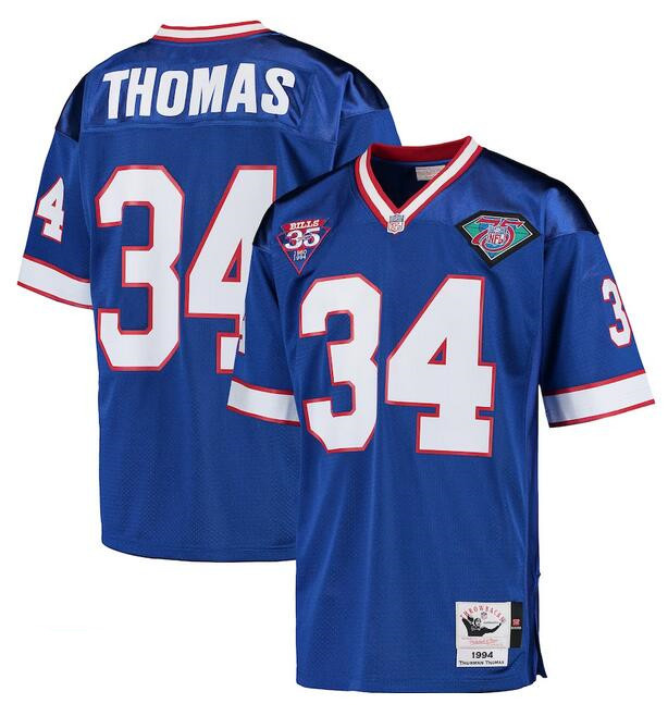 Men's Buffalo Bills Customized Royal 1994 35th Anniversary Patch Mitchell & Ness Throwback Stitched Jersey Men's Buffalo Bills Customized Royal 1994 35th Anniversary Patch Mitchell & Ness Throwback Stitched Jersey